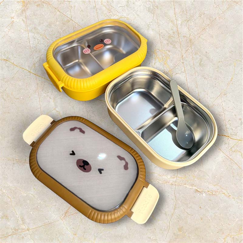 ظرف غذا داخل استیل دو خانه (لانچ باکس) مناسب مدرسه و مهد و محل کار Y66-Y67