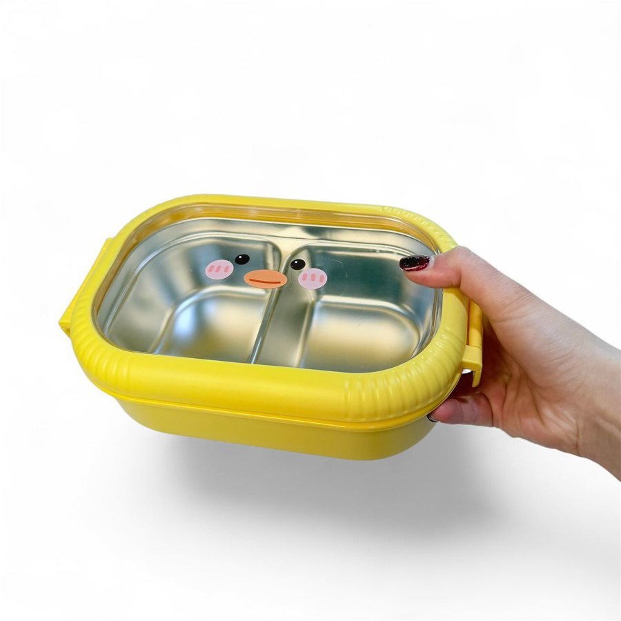 ظرف غذا داخل استیل دو خانه (لانچ باکس) مناسب مدرسه و مهد و محل کار Y66-Y67