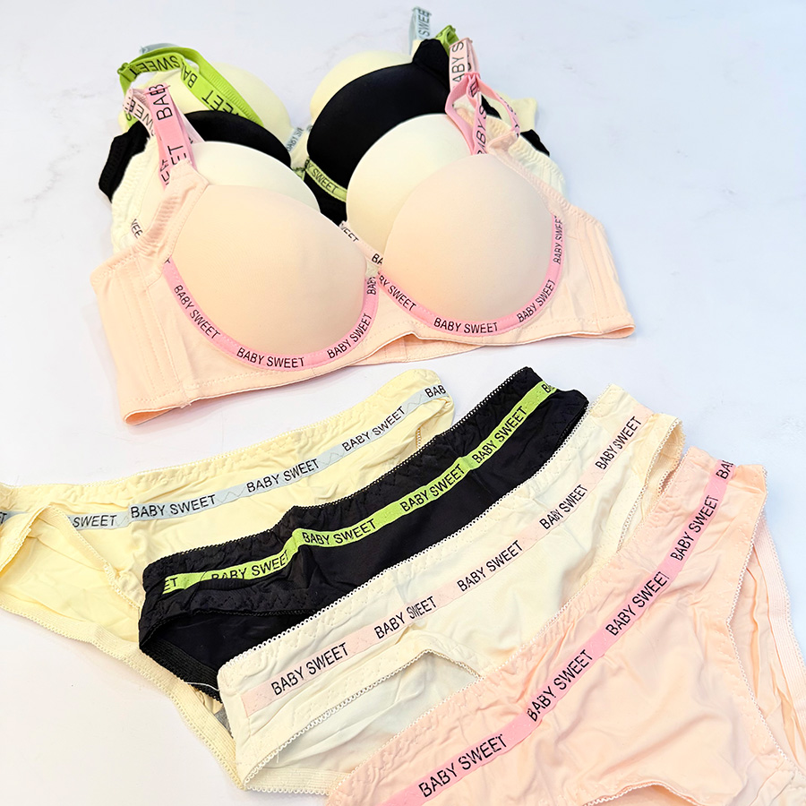 ست شورت و سوتین زنانه اسفنجی فنر دار sweet baby