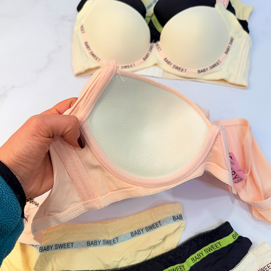 ست شورت و سوتین زنانه اسفنجی فنر دار sweet baby