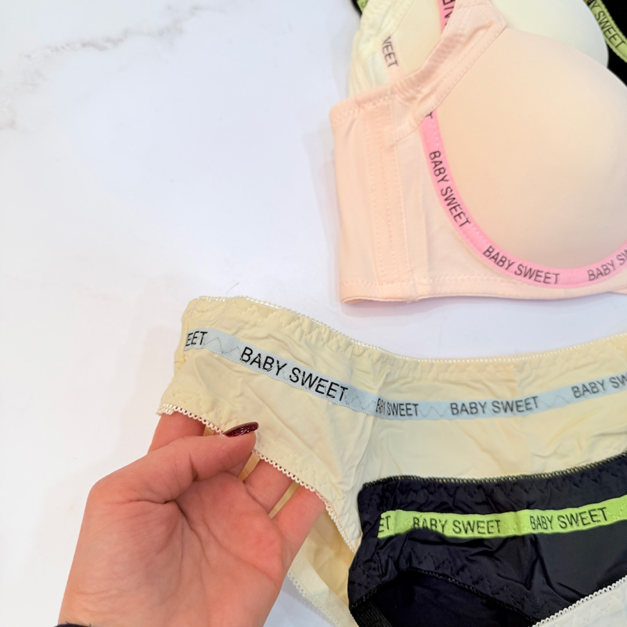 ست شورت و سوتین زنانه اسفنجی فنر دار sweet baby