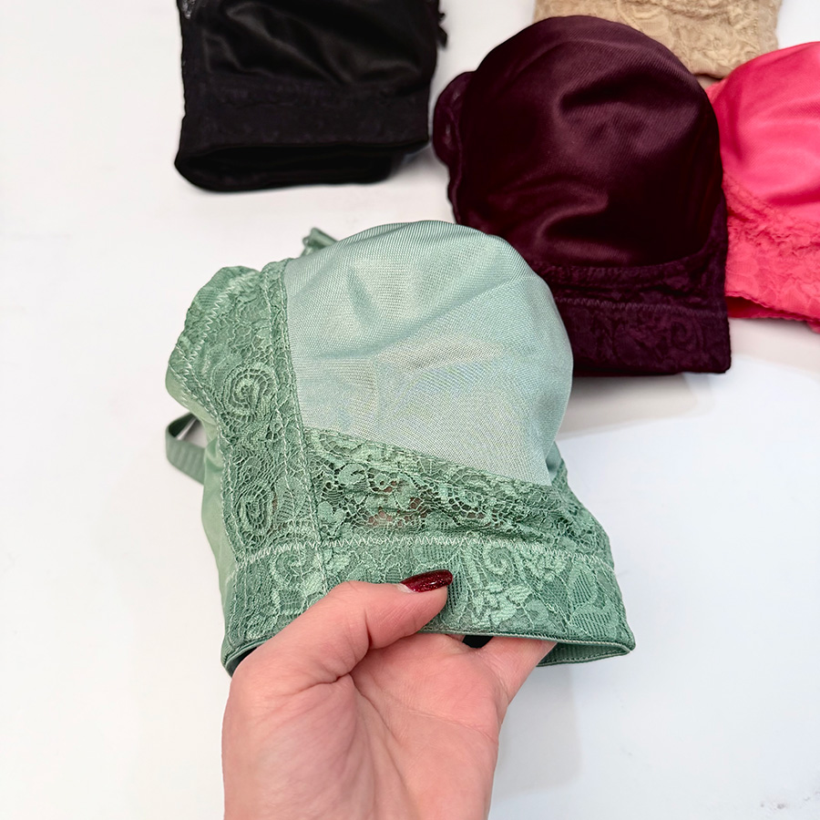 سوتین زنانه پرلون پرسی بدون فنر کاپ B برند شادی کد 522