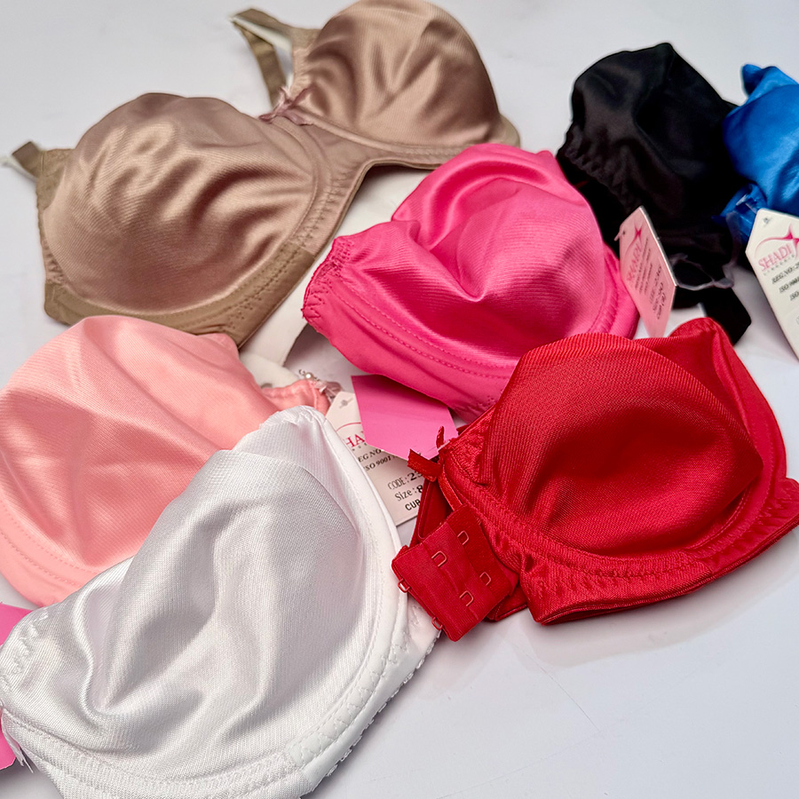 سوتین زنانه پرلون ساتن براق فنردار کاپ B برند شادی کد 236