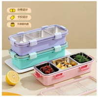 ظرف غذا (لانچ باکس) سه خانه داخل استیل 304 کارتن دار کد 7107