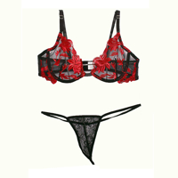 ست لباس زیر فانتزی شورت و سوتین شیشه‌ای برند SHEIN کد 247