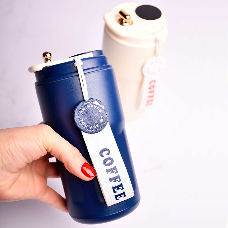 تراول ماگ دماسنج دار عایق چکه استیل 316 کافی و چای 420ml کد 4806