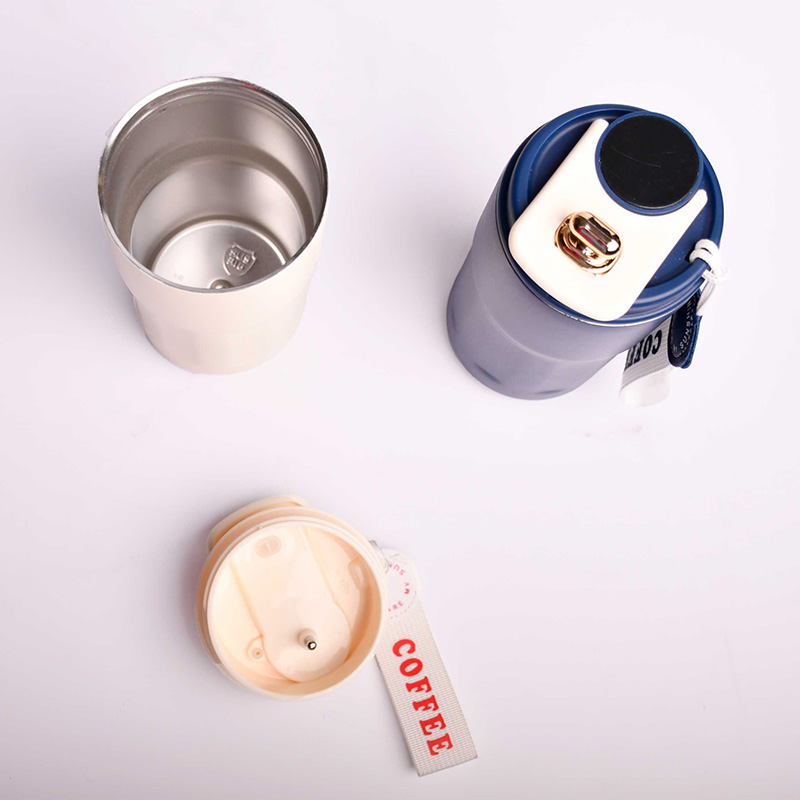 تراول ماگ دماسنج دار عایق چکه استیل 316 کافی و چای 420ml کد 4806