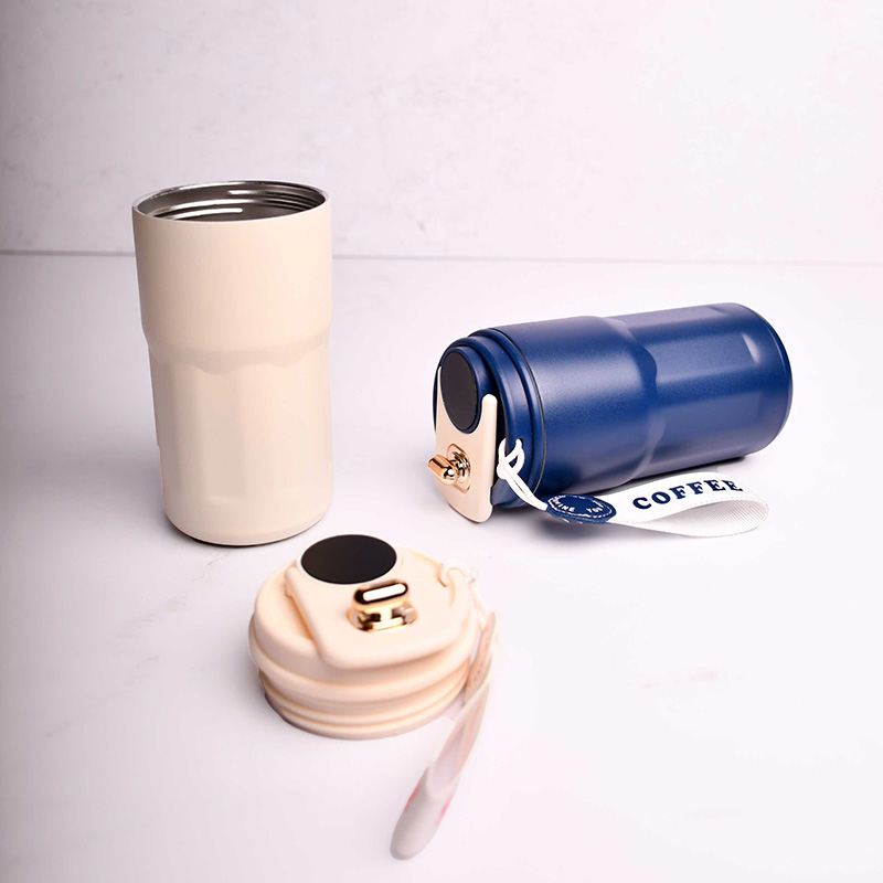 تراول ماگ دماسنج دار عایق چکه استیل 316 کافی و چای 420ml کد 4806