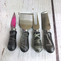 ست 4 عددی صبحانه خوری استیل دسته ماربل