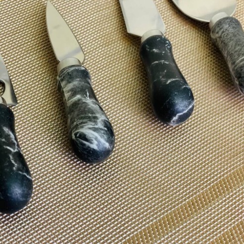 ست 4 عددی صبحانه خوری استیل دسته ماربل