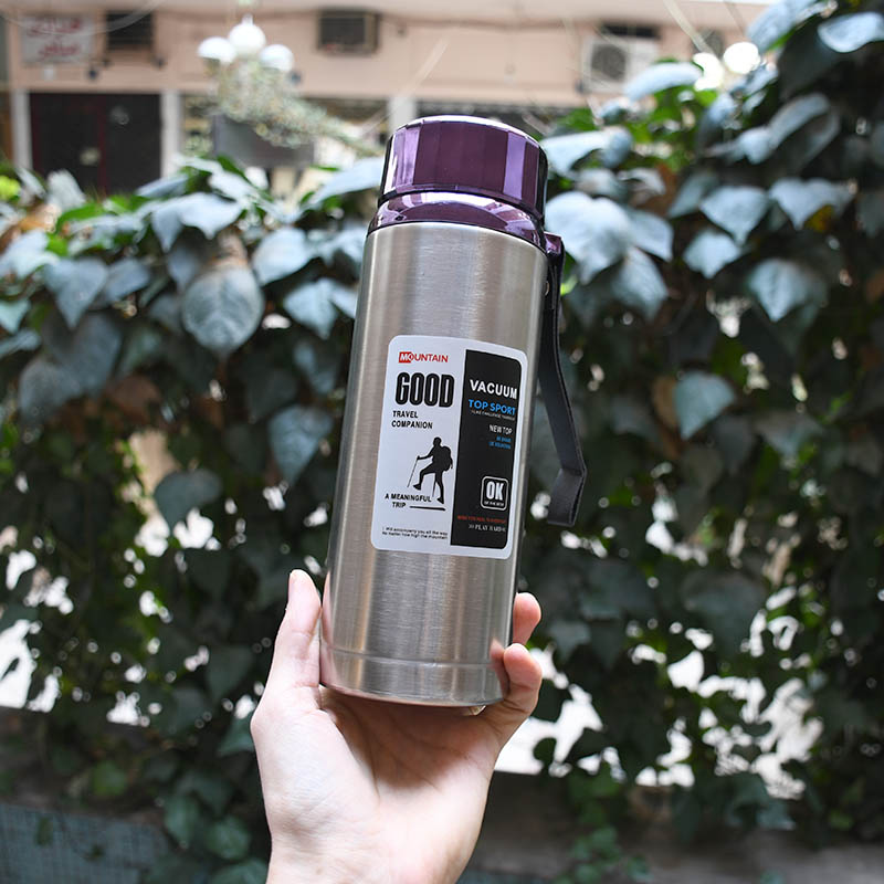 فلاسک کوهنوردی صافی دار درب بنفش استیل 316 درجه یک