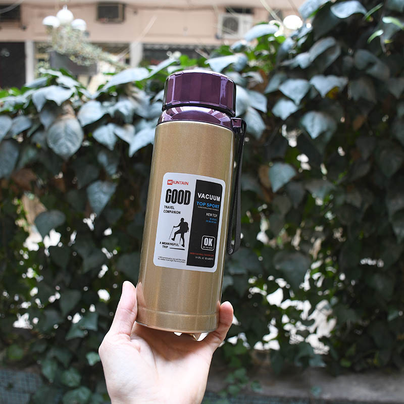 فلاسک کوهنوردی صافی دار درب بنفش استیل 316 درجه یک