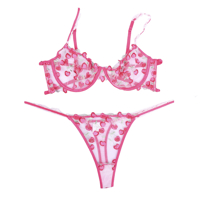 ست لباس زیر فانتزی شورت و سوتین شیشه‌ای برند SHEIN کد 162