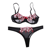 ست لباس زیر فانتزی شورت و سوتین شیشه‌ای برند SHEIN کد 164