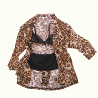 لباس خواب زنانه سه تکه طرح پلنگی کد HR-P210