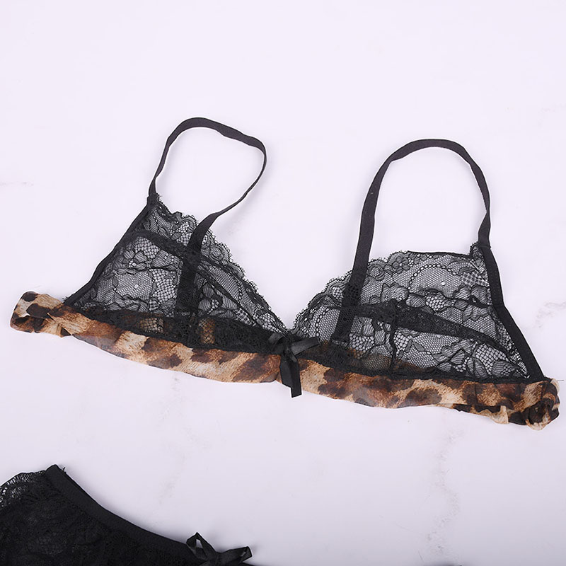 لباس خواب زنانه سه تکه طرح پلنگی کد HR-P210