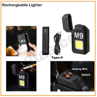 فندک المنتی چراغ قوه دار تک حالته شارژی کیس مشکی M9