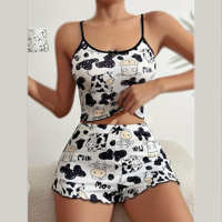 ست تاپ و شورتک زنانه کبریتی مدل میلک کد T1868