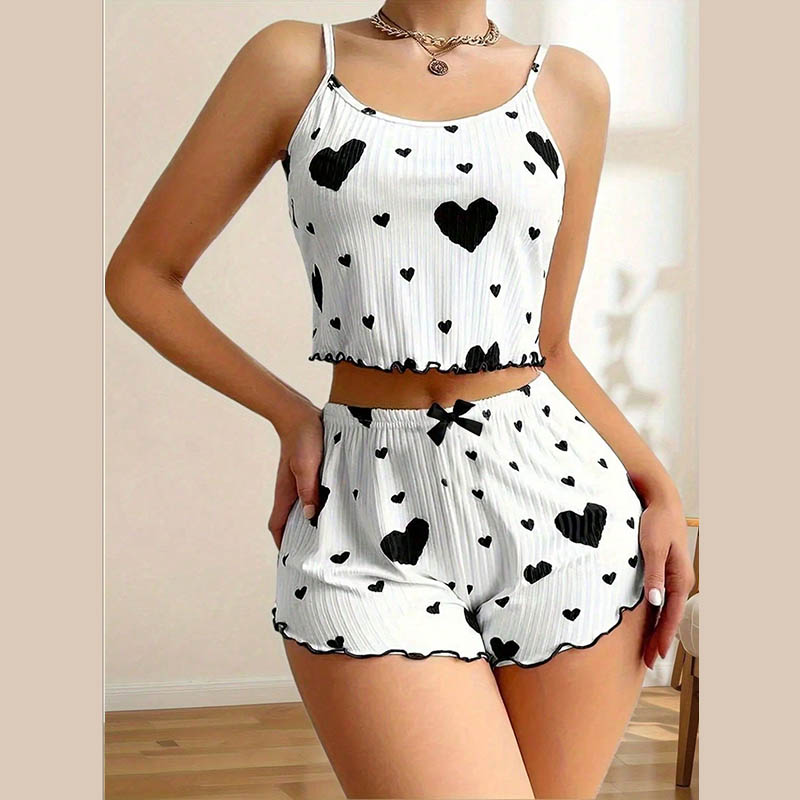 ست تاپ و شورتک زنانه طرح کبریتی کد 1830