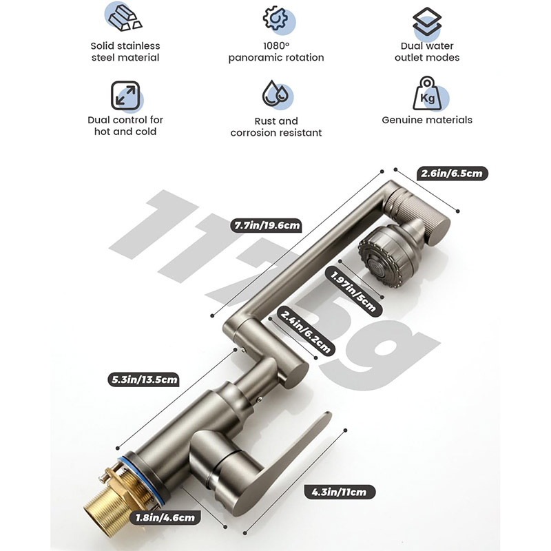 شیر سه محوره روشویی و ظرفشویی