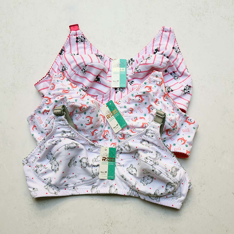 سوتین نخی ضد حساسیت بدون فنر و بدون اسفنج طرح دار فانتزی