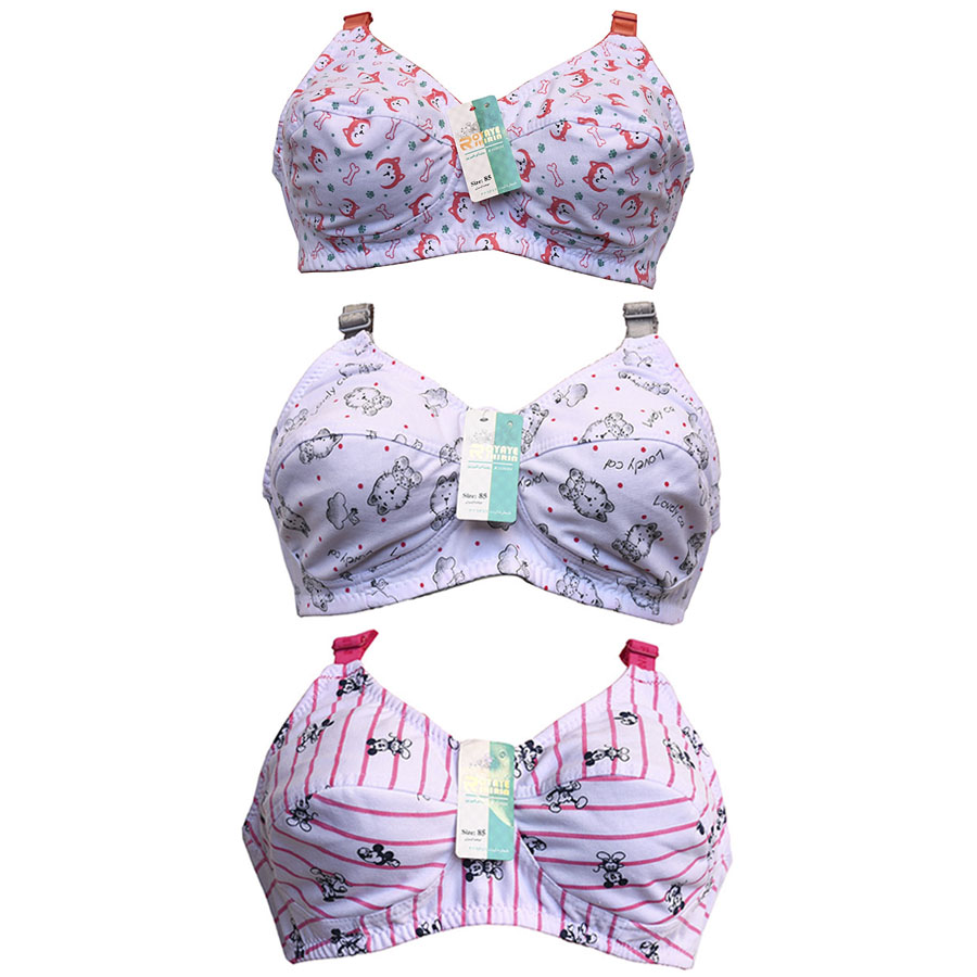 سوتین نخی ضد حساسیت بدون فنر و بدون اسفنج طرح دار فانتزی