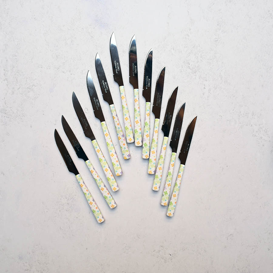 کارد میوه خوری استیل برند ALONG طرح دسته گلدار 12 عددی