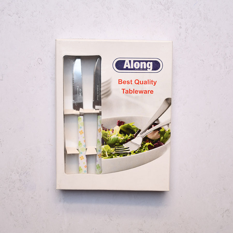 کارد میوه خوری استیل برند ALONG طرح دسته گلدار 12 عددی