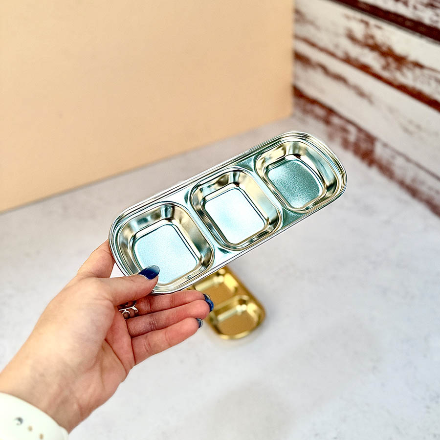 مزه خوری استیل مدل سه خانه