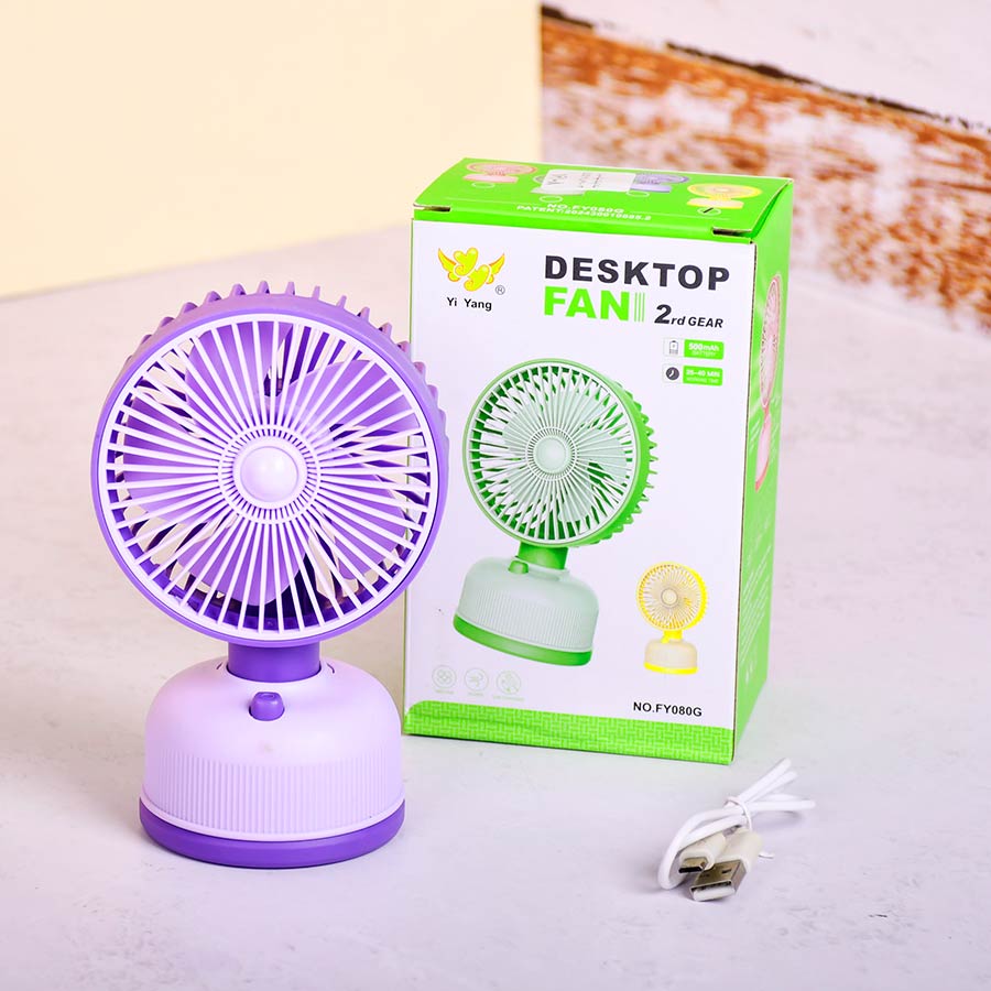مینی پنکه شارژی رومیزی پایه دار دو سرعته کد FY080G