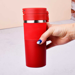 تراول ماگ دور سیلیکونی قفل دار استیل 304 مدل 15072 حجم 450ml